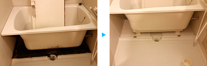 ユニットバス浴槽エプロン内の洗浄クリーニング例